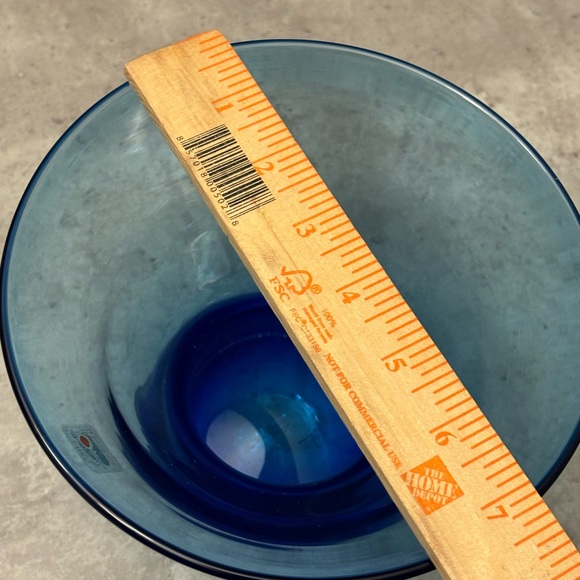 Vintage Mid Century Blenko Blue Glass Center Bowl w/Label - Picture 10 of 12